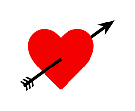 illustration of a red heart crossed by an arrow